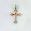 Pendant Cross Points Filigree 1.95gr / 1.4cm / Fuchsia Zircons Two-tone Yellow White ©