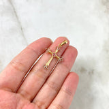Pendant Cross Points Filigree 1.95gr / 1.4cm / Fuchsia Zircons Two-tone Yellow White ©