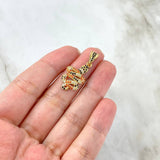 Pendant Snake 2.7gr / 3.1cm / White Black Orange Zircons Yellow Gold ©