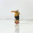 Pendant Tucan 2.4gr / 3cm / Orange Yellow Black Fuchsia Zircons Yellow Gold ©