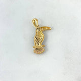 Pendant Tucan 2.4gr / 3cm / Orange Yellow Black Fuchsia Zircons Yellow Gold ©