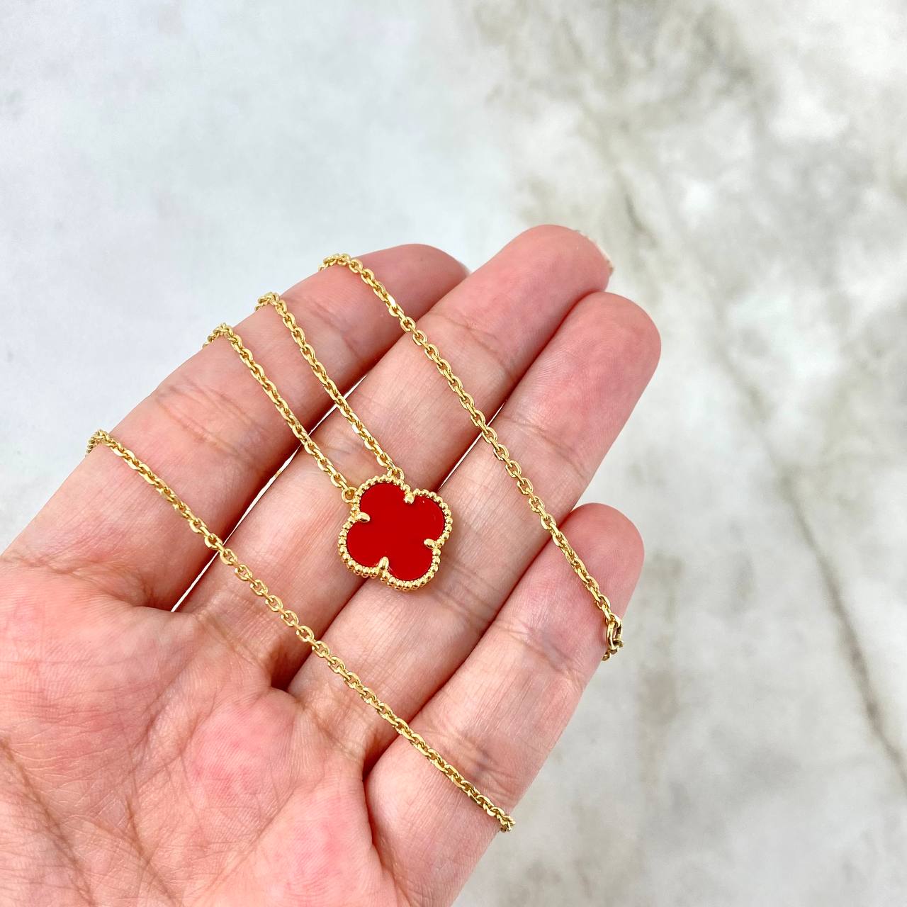 Classic Link Chain Clover VCyA 7.8gr / 45cm-50cm / Red Amber Yellow Gold +4 *