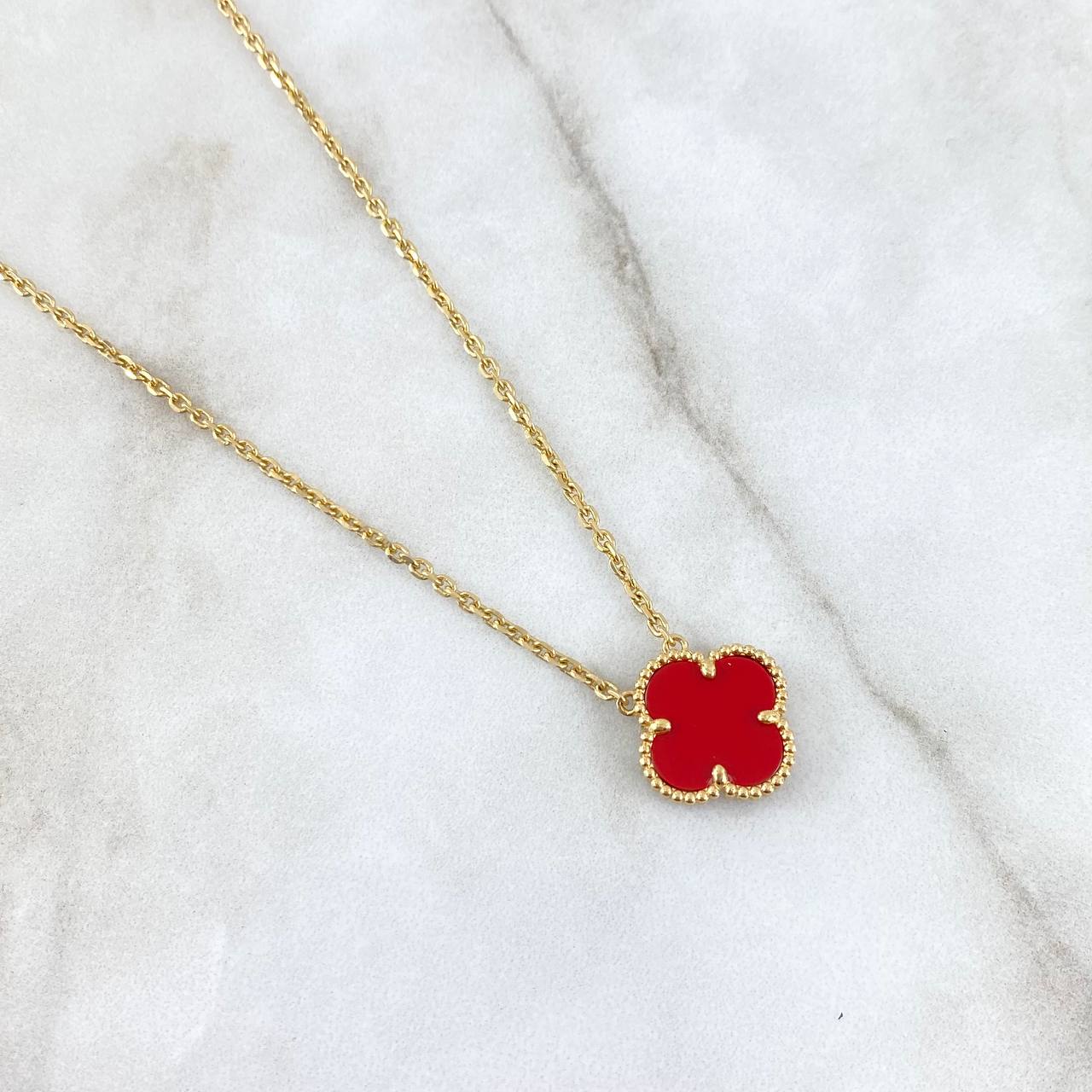 Classic Link Chain Clover VCyA 7.8gr / 45cm-50cm / Red Amber Yellow Gold +4 *