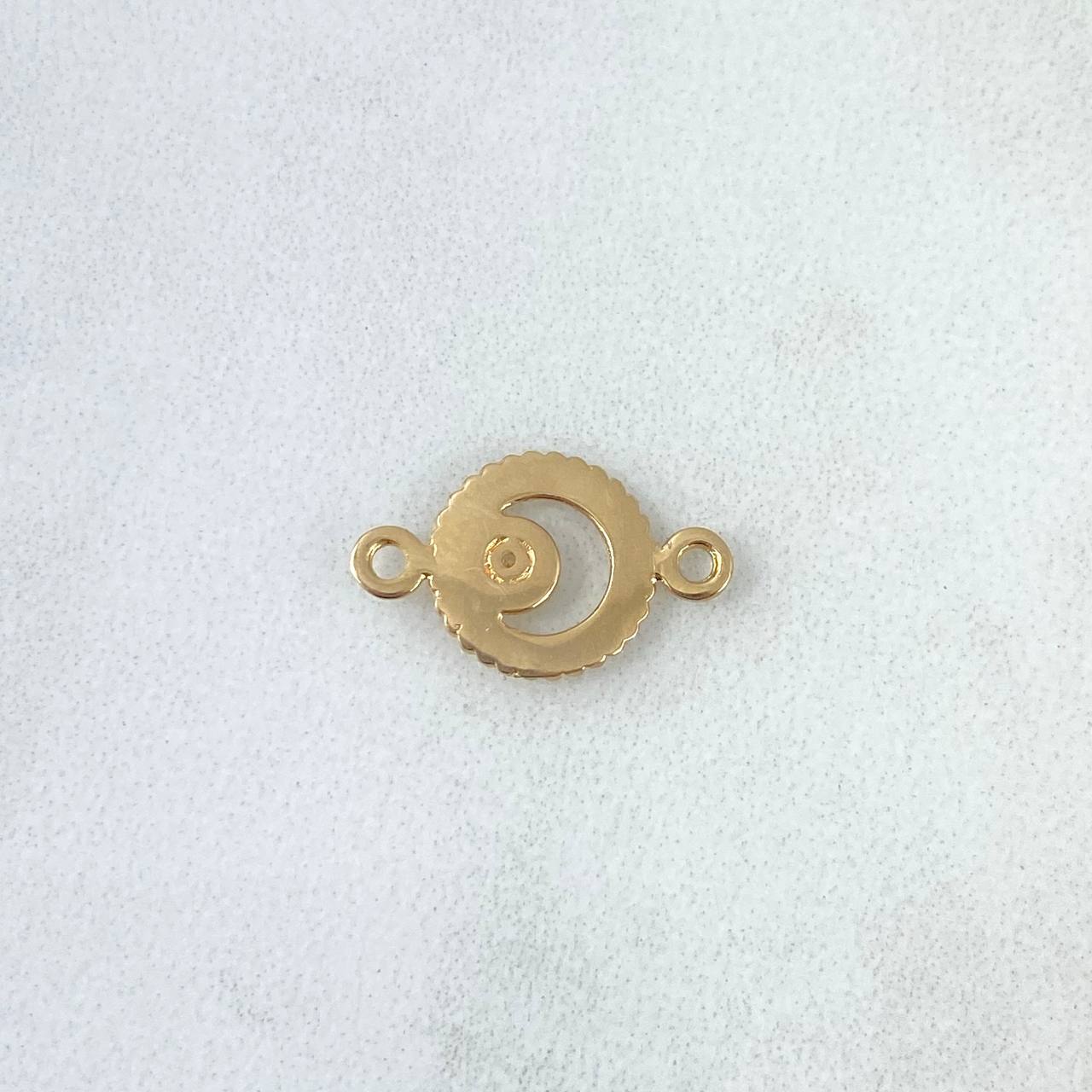 Charm Luna Bordered Circle 0.65gr / 1.5cm / White Zircon Yellow Gold