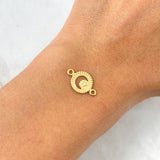 Charm Luna Bordered Circle 0.65gr / 1.5cm / White Zircon Yellow Gold