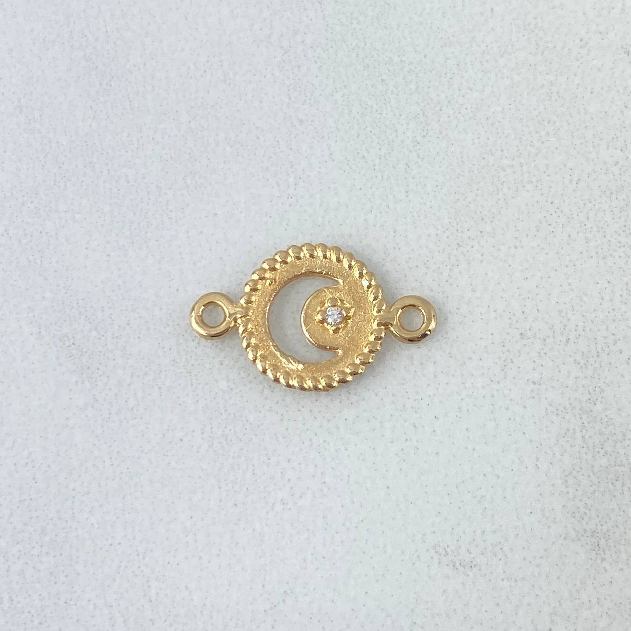 Charm Luna Bordered Circle 0.65gr / 1.5cm / White Zircon Yellow Gold