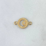 Charm Luna Bordered Circle 0.65gr / 1.5cm / White Zircon Yellow Gold