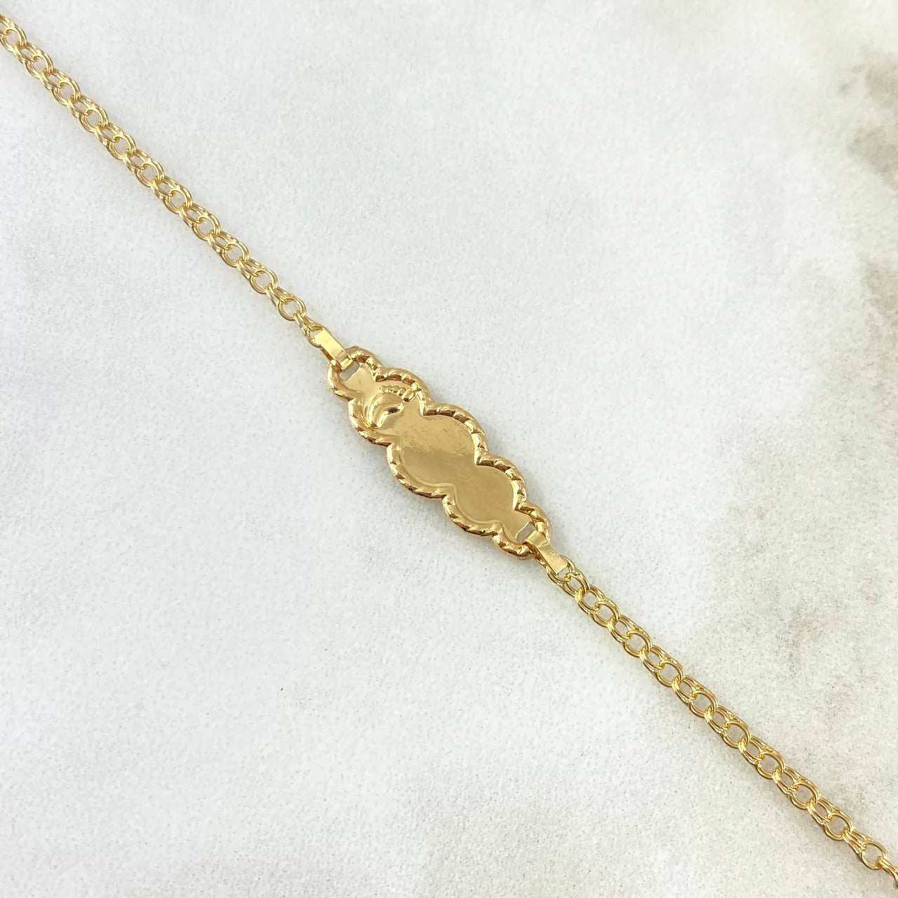 Bracelet Baby Classic Link Cloud Plate Bordered Foot 1.3 g / 2.3 mm Yellow Gold 18K