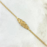 Bracelet Baby Classic Link Cloud Plate Bordered Foot 1.3 g / 2.3 mm Yellow Gold 18K
