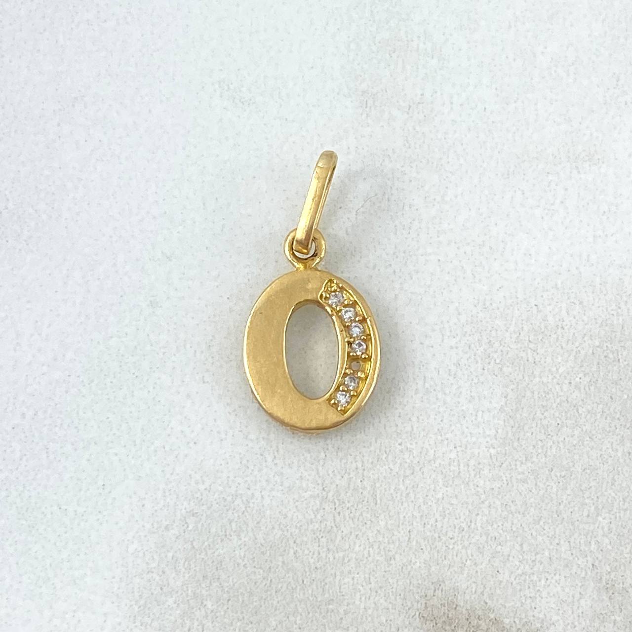Pendant Letter O 1.0gr White Zircons Yellow Gold (Offer)