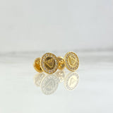 Stud Earrings Striped Eagle 1.3gr White Zircons Yellow Gold*