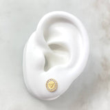 Stud Earrings Striped Eagle 1.3gr White Zircons Yellow Gold*