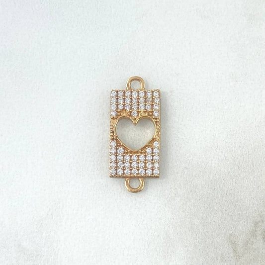 Charm Heart 1.35gr/2cm Yellow Gold Plate White Zircons