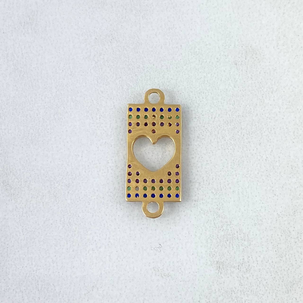 Charm Heart 1.2gr/2cm Yellow Gold Plate Colored Zircons