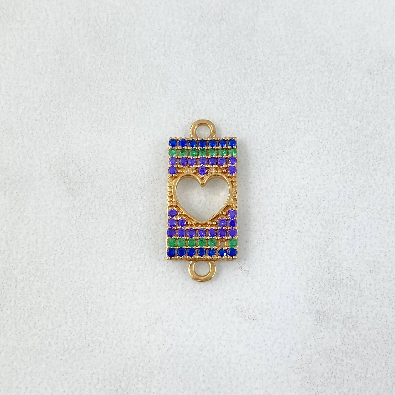 Charm Heart 1.2gr/2cm Yellow Gold Plate Colored Zircons