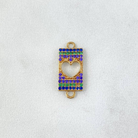 Charm Heart 1.2gr/2cm Yellow Gold Plate Colored Zircons