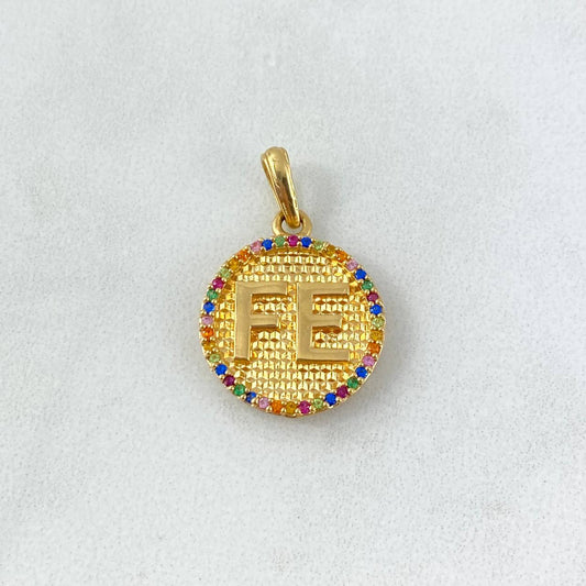 Pendant Faith Medal 4.1gr/2cm Colored Zircons Yellow Gold*