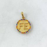 Pendant Faith Medal 4.1gr/2cm Colored Zircons Yellow Gold*