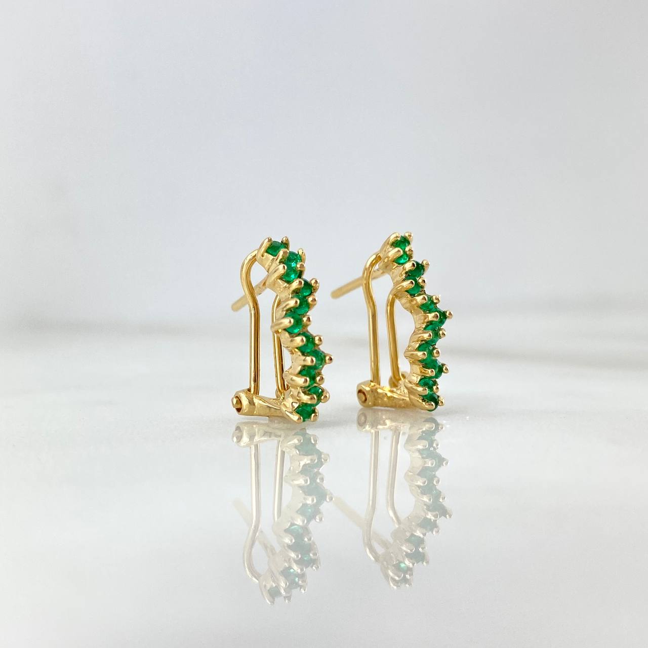 Hoop Earrings Zig-Zag 3.9gr / 1.6cm Emeralds 42pts Yellow Gold (Jewel)*