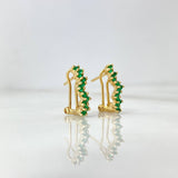 Hoop Earrings Zig-Zag 3.9gr / 1.6cm Emeralds 42pts Yellow Gold (Jewel)*