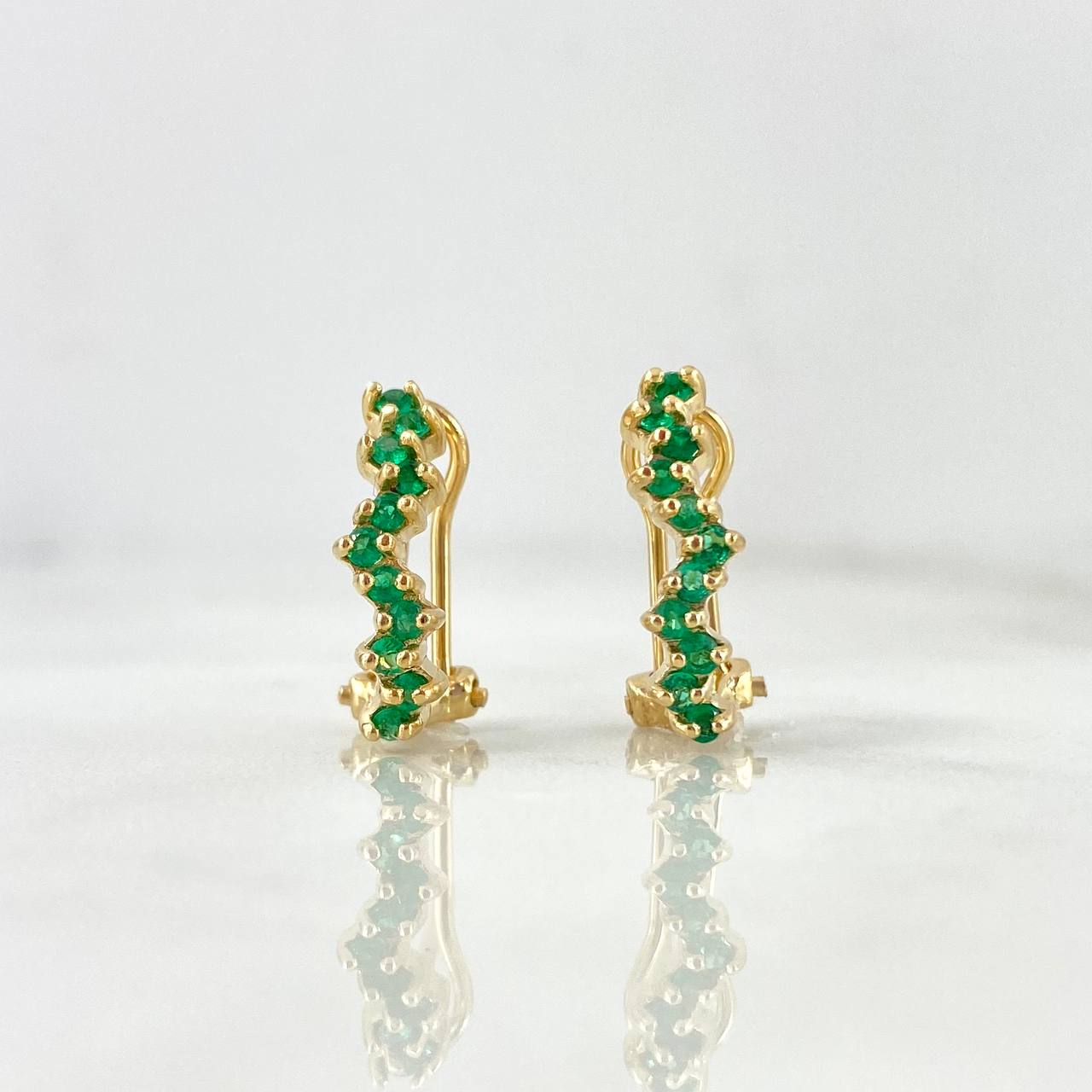 Hoop Earrings Zig-Zag 3.9gr / 1.6cm Emeralds 42pts Yellow Gold (Jewel)*