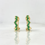 Hoop Earrings Zig-Zag 3.9gr / 1.6cm Emeralds 42pts Yellow Gold (Jewel)*