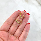 Hoop Earrings Zig-Zag 3.9gr / 1.6cm Emeralds 42pts Yellow Gold (Jewel)*