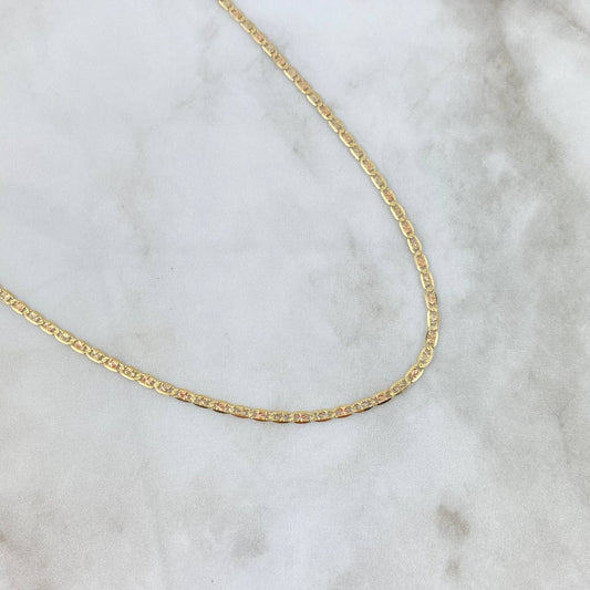 Cadena Plana Diamantada 7.35gr / 23 1/2 in / 2.8mm Tres Oros +3 18K