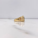 Anillo Cinturon Ovalado 9.8gr / T10 1/2 / Cruces Circones Verde Blancos Tres Oros &