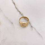 Trinity Belt Ring 5.8gr / Size 9 1/2 / White Zircons Two Yellow and White Golds &