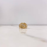 Trinity Belt Ring 5.8gr / Size 9 1/2 / White Zircons Two Yellow and White Golds &