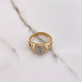 Anillo Cinturon Ovalado 9.8gr / T10 1/2 / Cruces Circones Verde Blancos Tres Oros &