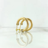 Hoop Earrings Screw 3.7gr / 2.3cm / White Zircons Lobster Claw Yellow Gold Butterfly +4 ©