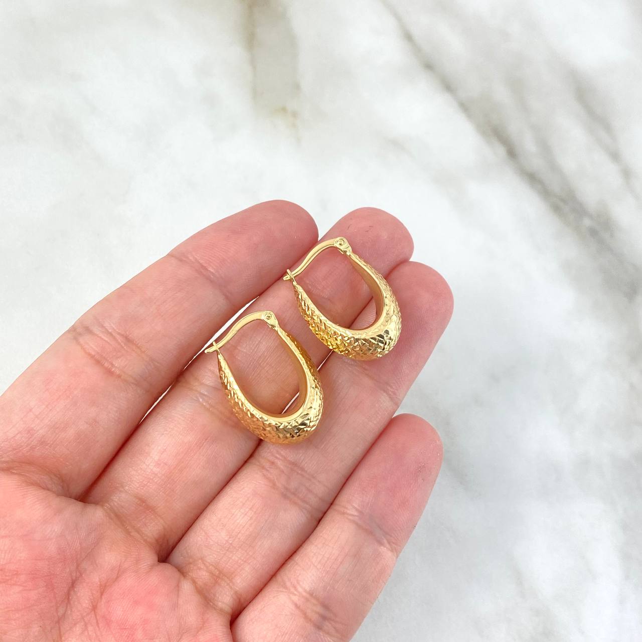 Hoop Earrings Daly 2.4gr / 2cm / Ovaladas Diamond Cut Yellow Gold +4