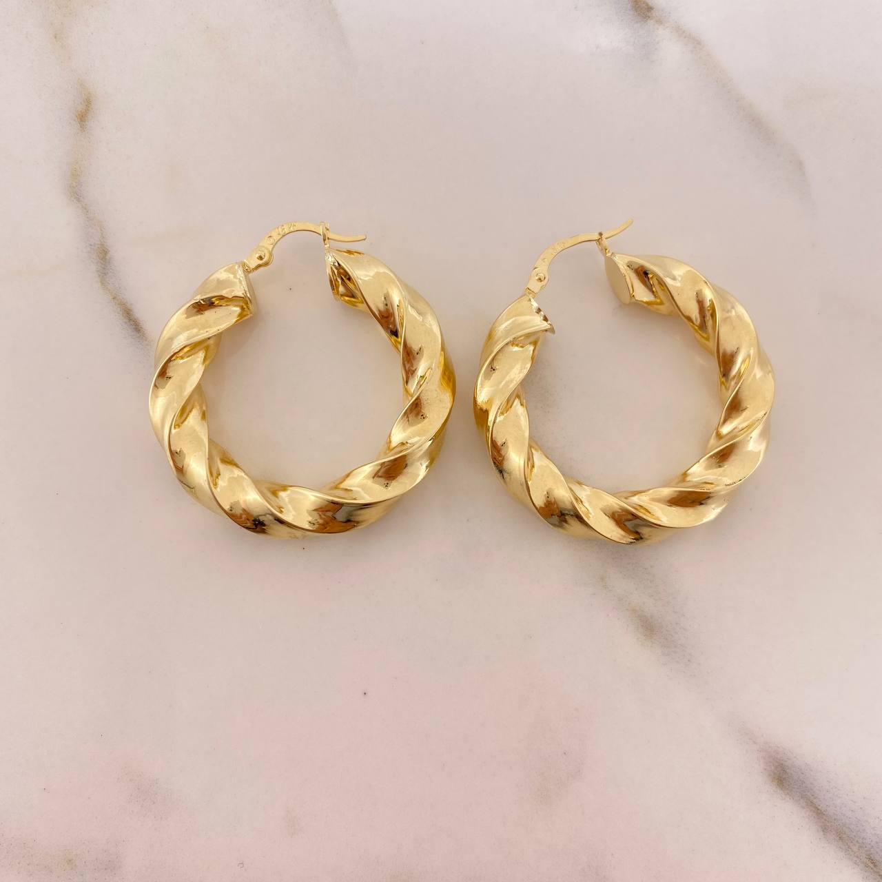 Hoop Earrings Earrings 8.15gr / 3.5cm / Twisted Yellow Gold &