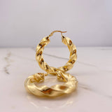 Hoop Earrings Earrings 8.15gr / 3.5cm / Twisted Yellow Gold &