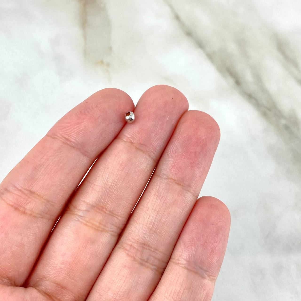 Bead Polished 3mm / 0.05gr White Gold
