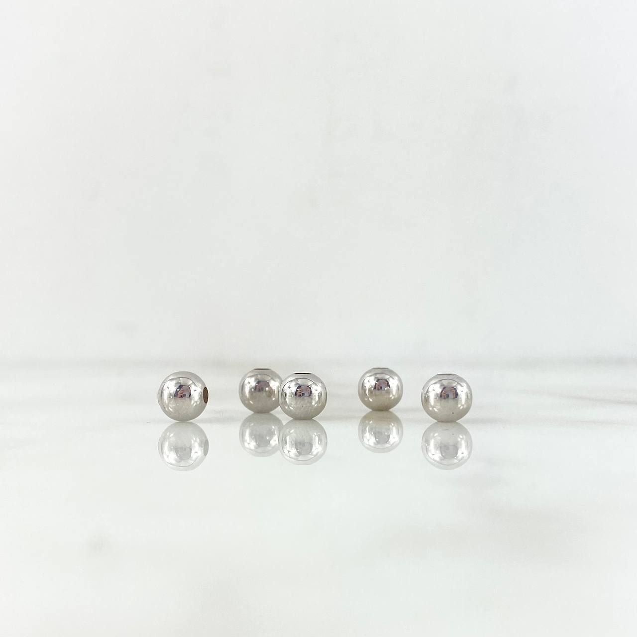 Plain Bead 6mm White Gold 18K