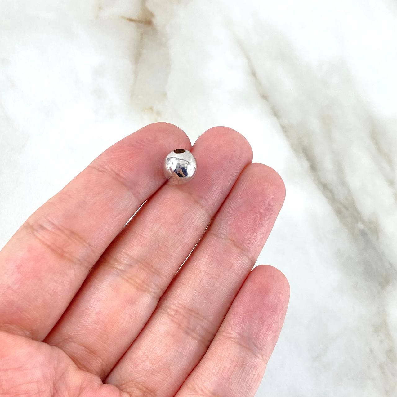Bead Polished 8mm / 0.32gr White Gold