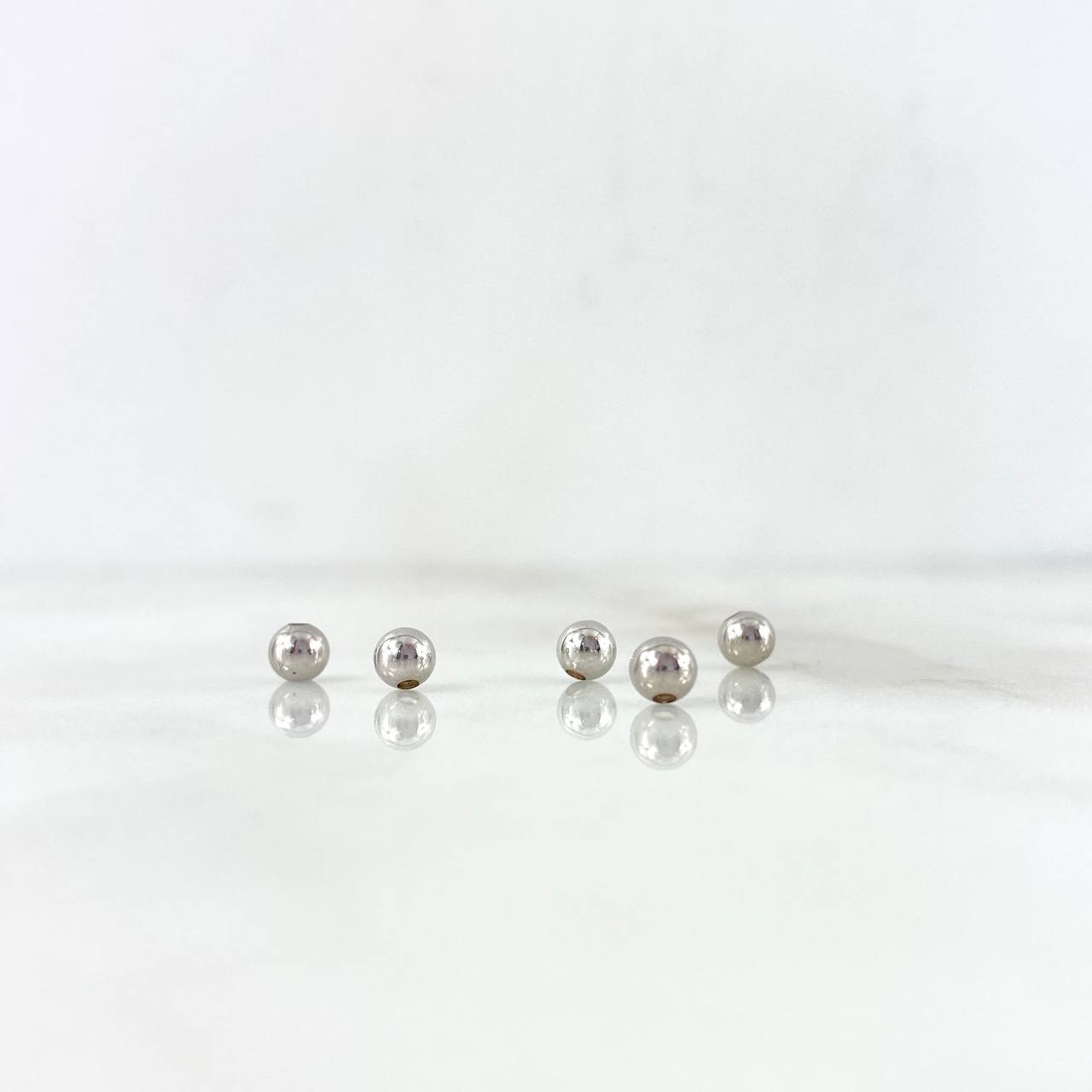 Bead Plain 4mm White Gold 18K