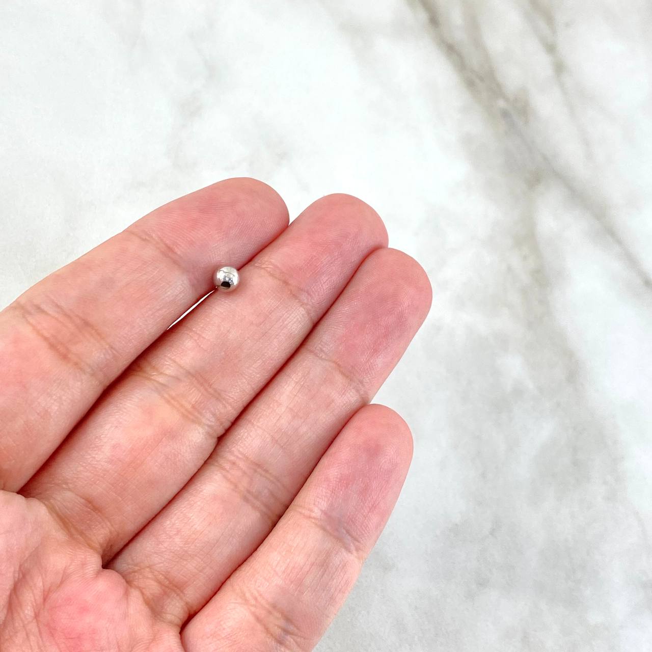 Bead Plain 4mm White Gold 18K