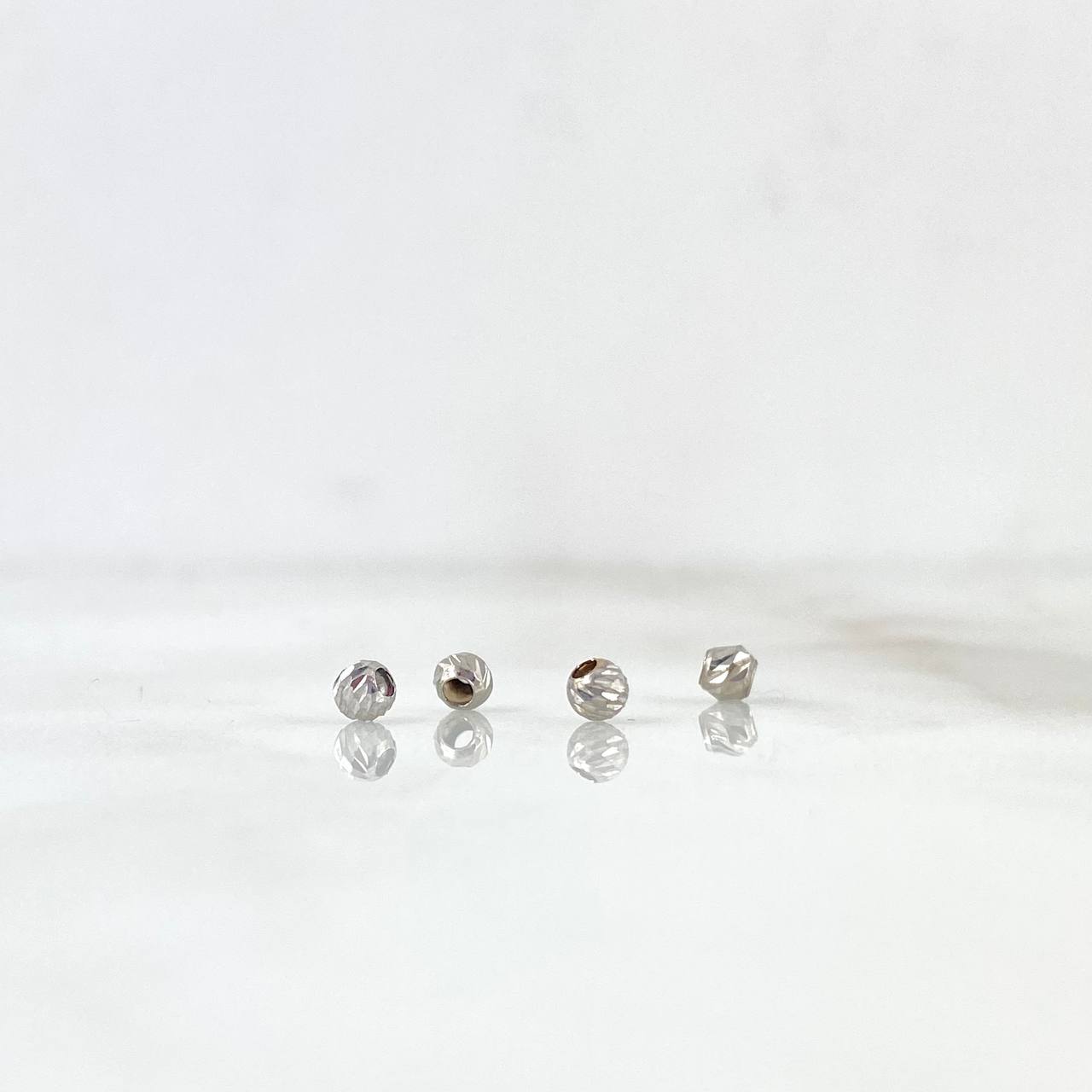 Diamond Cut Bead 3mm White Gold 18K