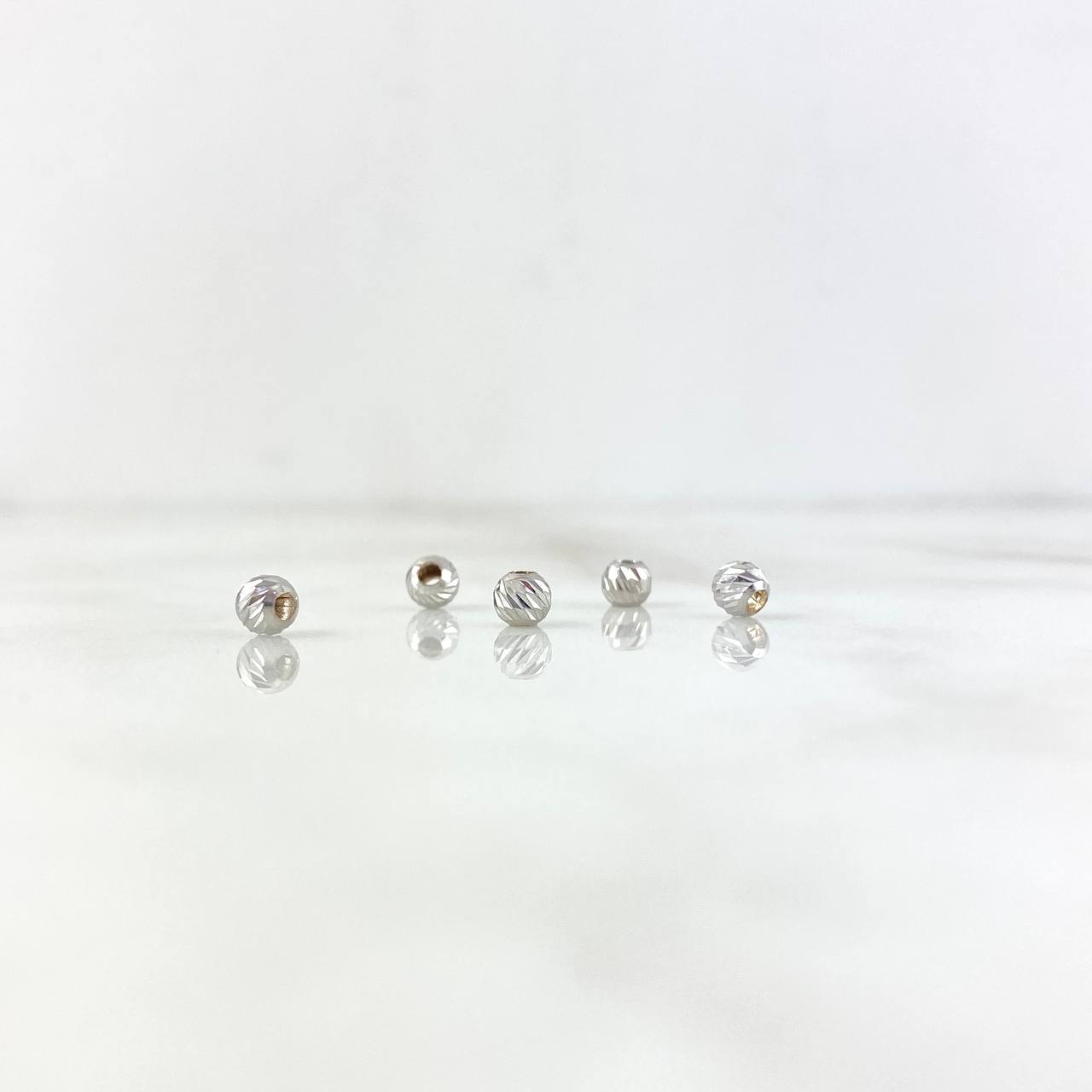 Diamond Cut Bead 4mm White Gold 18K