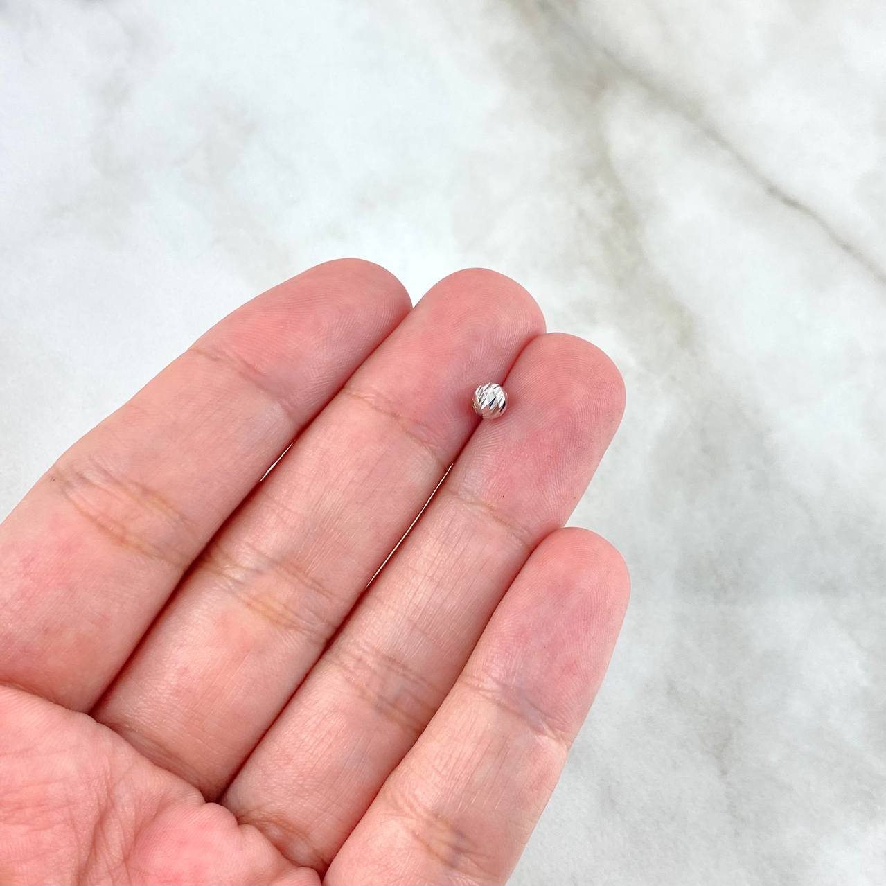Diamond Cut Bead 4mm White Gold 18K