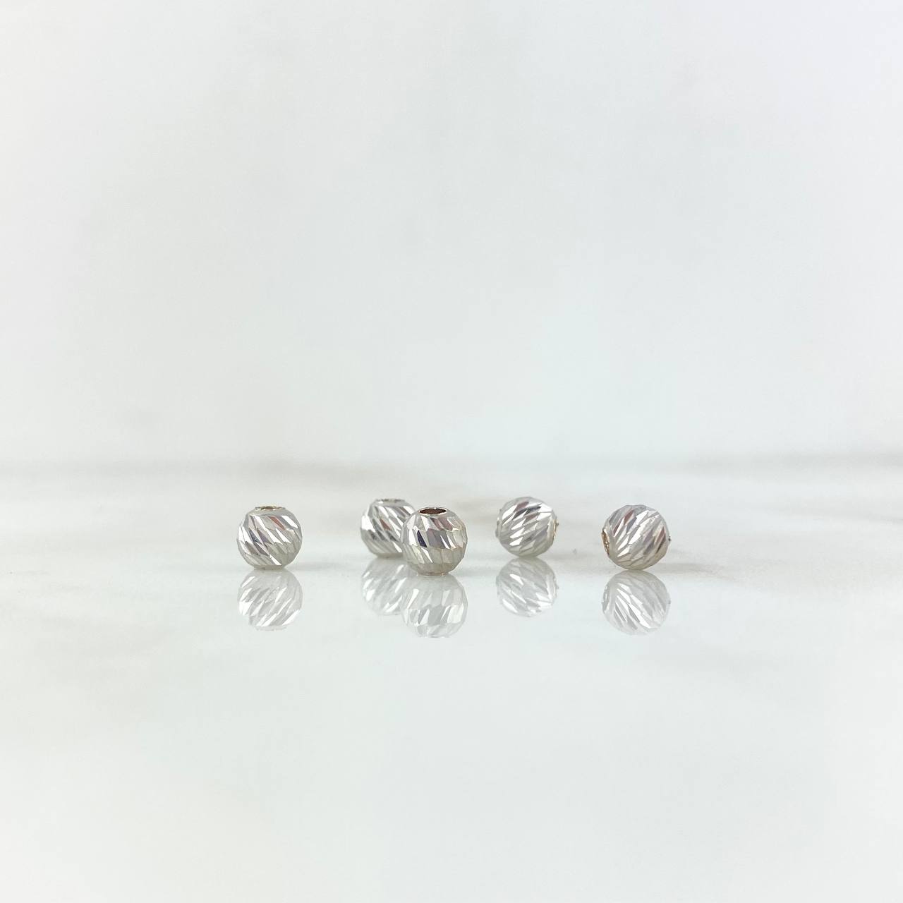 Diamond Cut Bead 5mm White Gold 18K