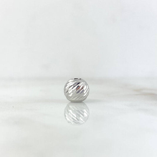 Diamond Cut Bead 8mm White Gold 18K