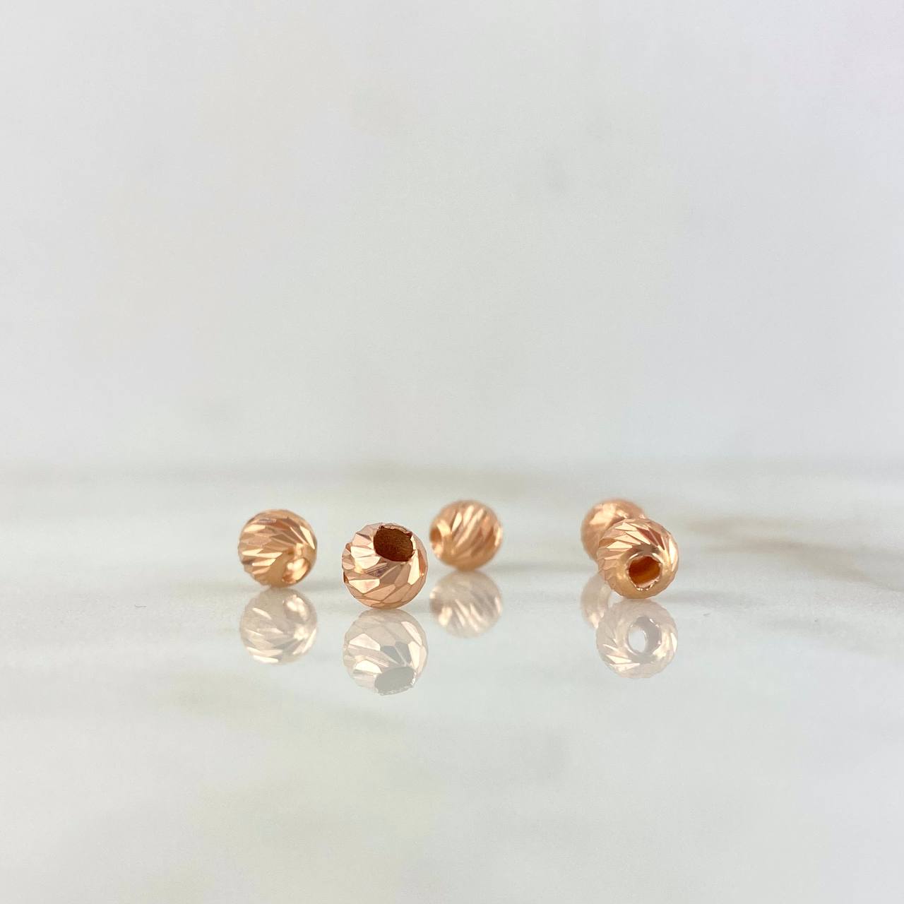 Diamond Cut Bead 5mm 18K Rose Gold