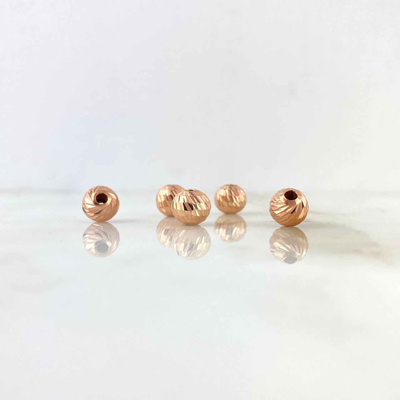 Diamond Cut Bead 8mm Rose Gold 18K