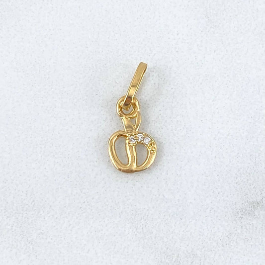 Pendant Apple 0.4gr/1.6cm Tiny White Zircons Yellow Gold