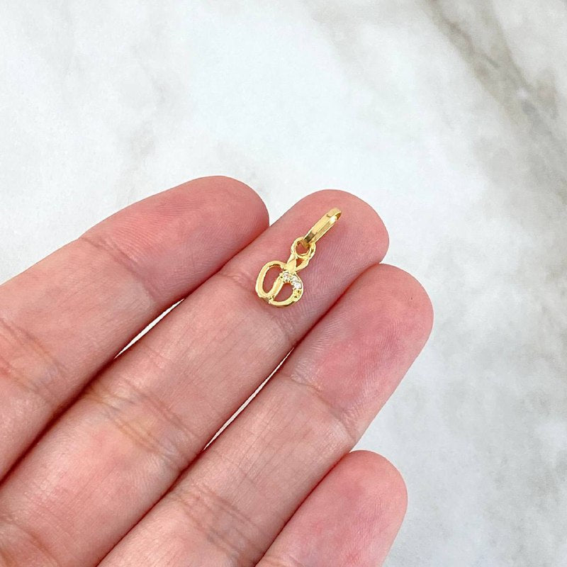 Pendant Apple 0.4gr/1.6cm Tiny White Zircons Yellow Gold